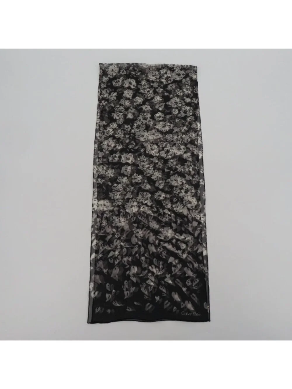 Calvin Klein Sheer Black White Sheer Rectangle Scarf Wrap 12in x 58in Fashion